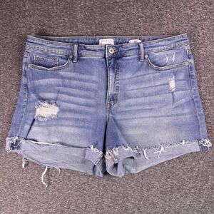 Sofia Shorts Womens 18 Light Blue Lila Distressed Stretch Denim Jean Fit38x3.5‎